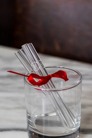 4 Handblown Short Glass Straws